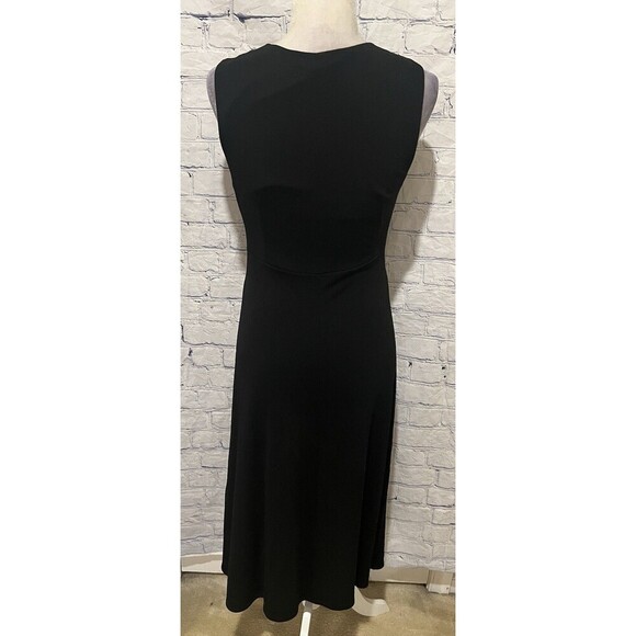 Chris McLaughlin Black Sleeveless Classic V-neck Midi Dress Size 10 - Picture 4 of 7